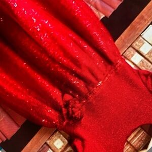 Flower accent soft knit sequin blouse